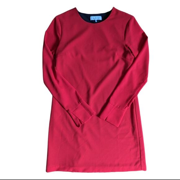 WAYF x Revolve Trendy Red Cutout Back Long Sleeve Shift Mini Dress - Picture 1 of 6